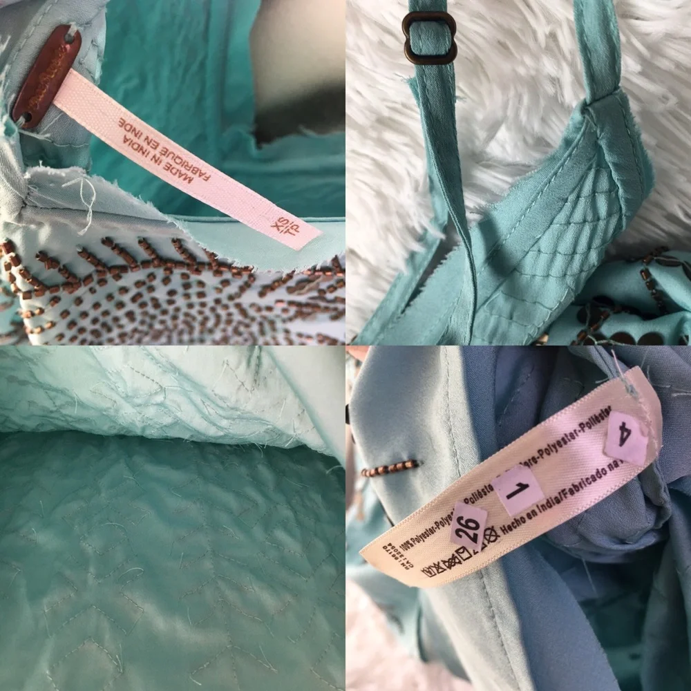 Free People Teal Beaded Boho Maxi Dress